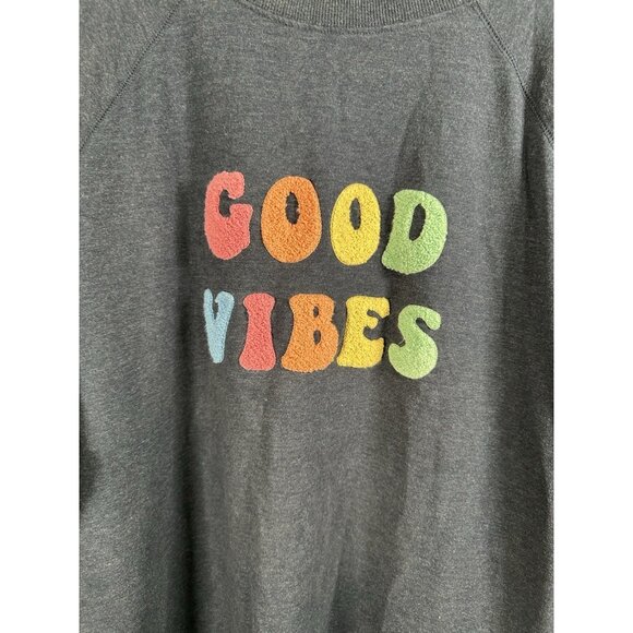 Wildfox Women’s “Good Vibes” Oversized Sweater Gray Crew Neck Pullover Size XL - Picture 5 of 10